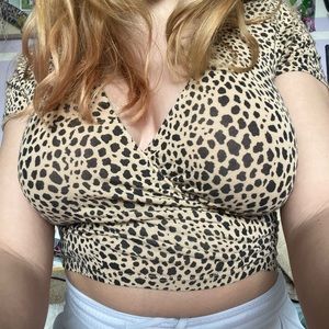 Brandy Melville Cheetah Print Wrap Shirt